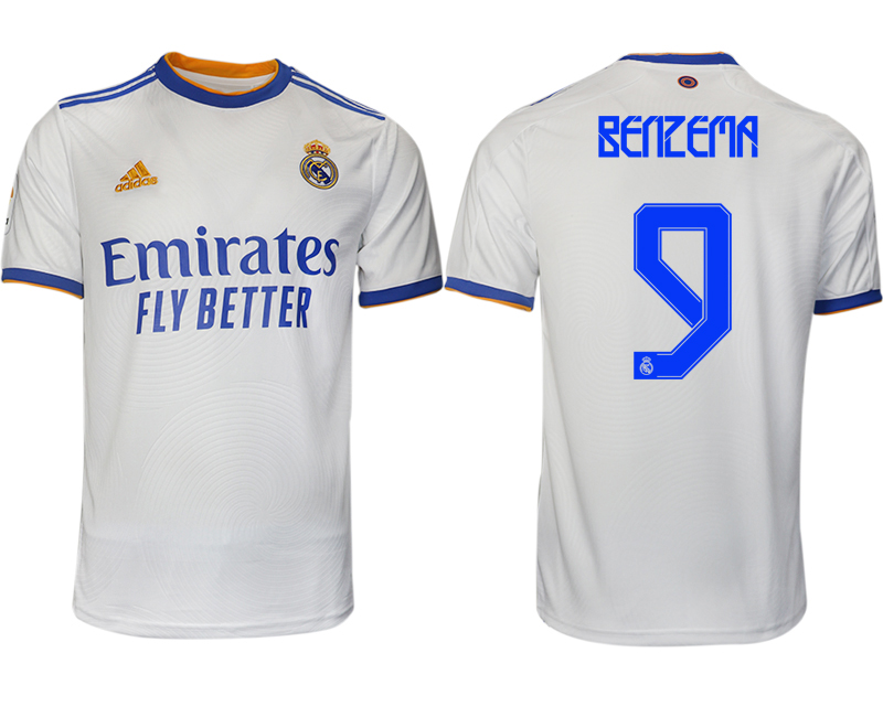 Men 2021-2022 Club Real Madrid home aaa version white #9 Soccer Jerseys->real madrid jersey->Soccer Club Jersey